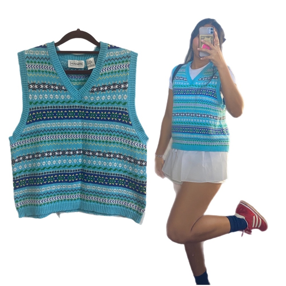 FUNKY PRINT  BLUE VEST BY NUGGETS SIZE L